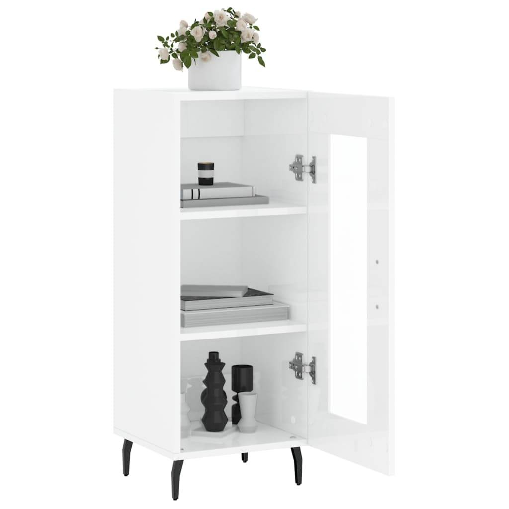 vidaXL Sideboard Hochglanz-Weiß 34,5x34x90 cm Holzwerkstoff