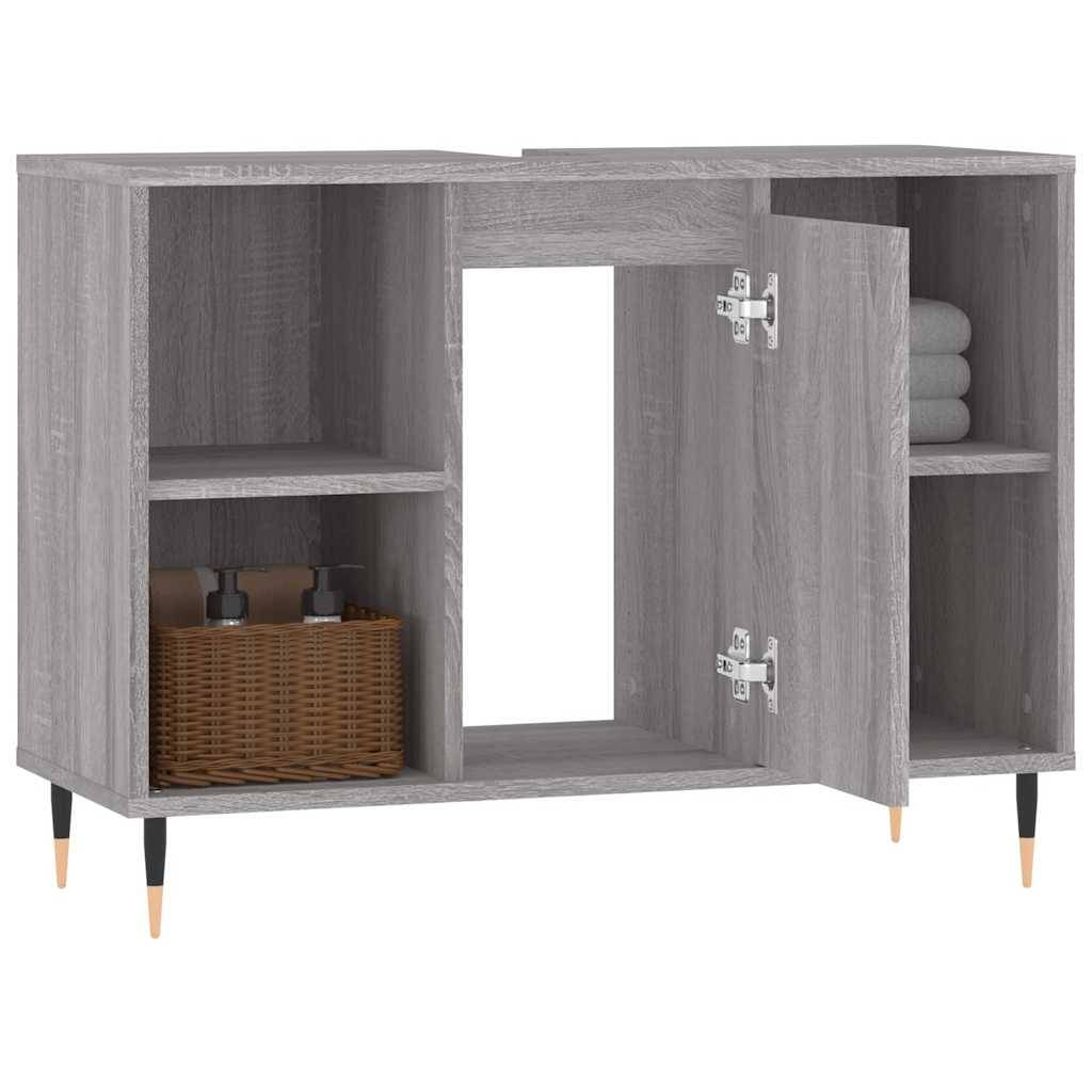vidaXL Badschrank Grau Sonoma 80x33x60 cm Holzwerkstoff