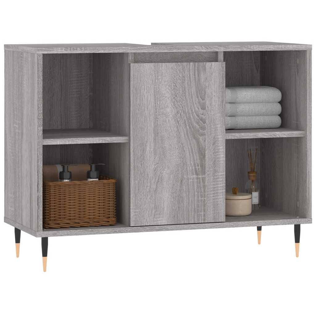 vidaXL Badschrank Grau Sonoma 80x33x60 cm Holzwerkstoff