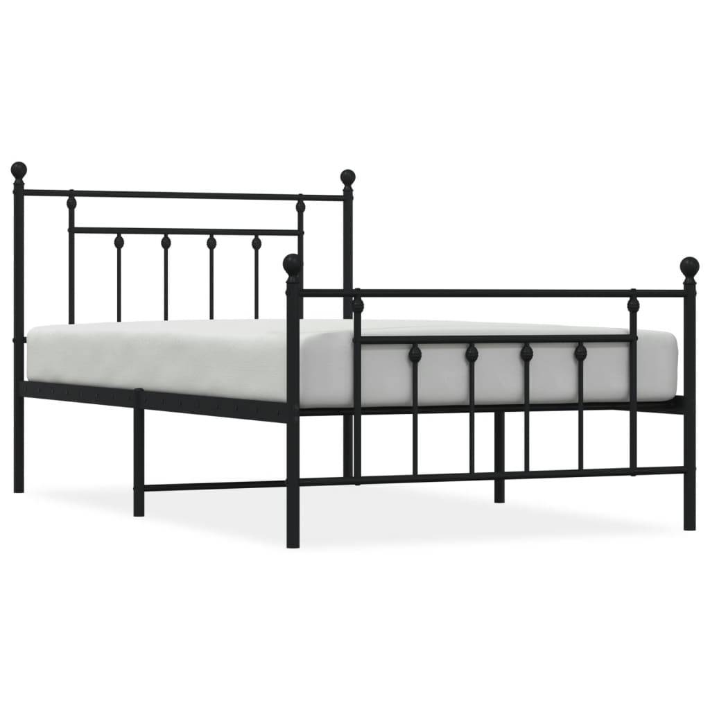 vidaXL Bettgestell mit Kopf- und Fußteil Metall Schwarz 107x203 cm