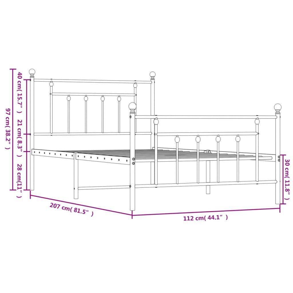 vidaXL Bettgestell mit Kopf- und Fußteil Metall Schwarz 107x203 cm