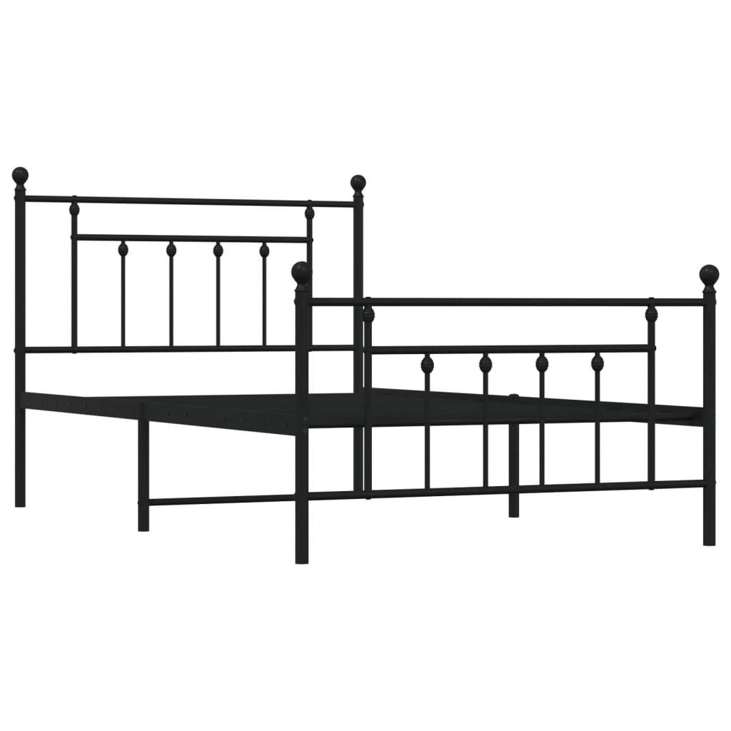 vidaXL Bettgestell mit Kopf- und Fußteil Metall Schwarz 107x203 cm