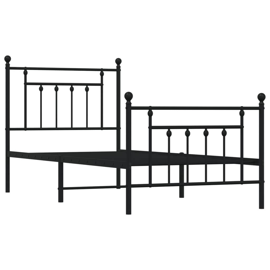 vidaXL Bettgestell mit Kopf- und Fußteil Metall Schwarz 90x190 cm