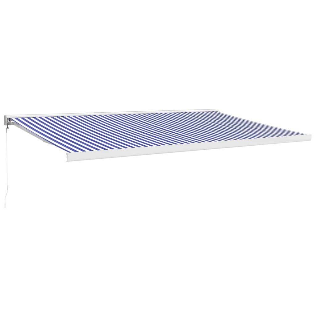 vidaXL Markise Einziehbar Blau und Weiß 5x3 m Stoff und Aluminium