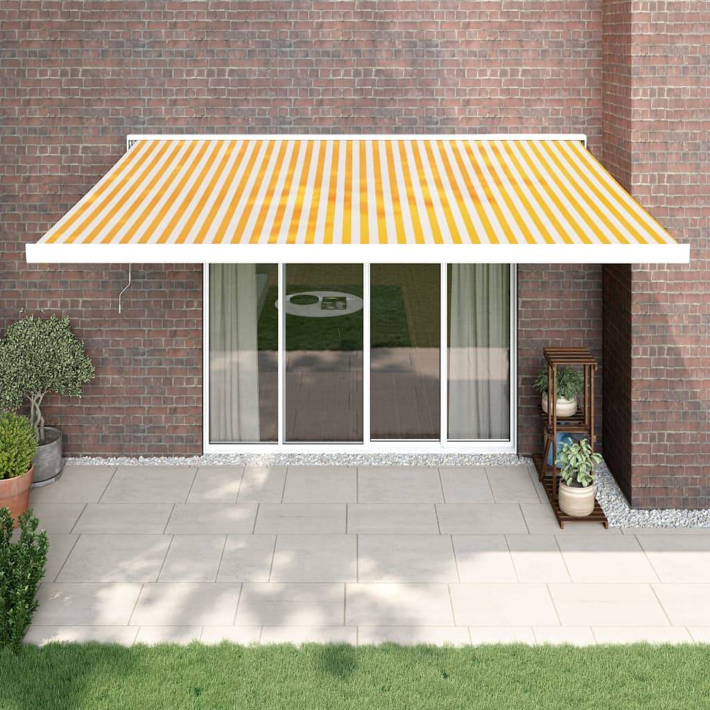 vidaXL Markise Einziehbar Gelb und Weiß 4,5x3 m Stoff und Aluminium
