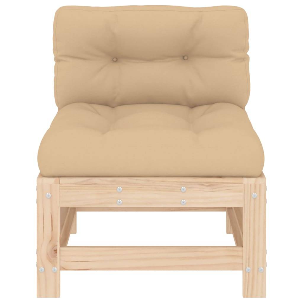 vidaXL Mittelsofa mit Kissen Massivholz Kiefer