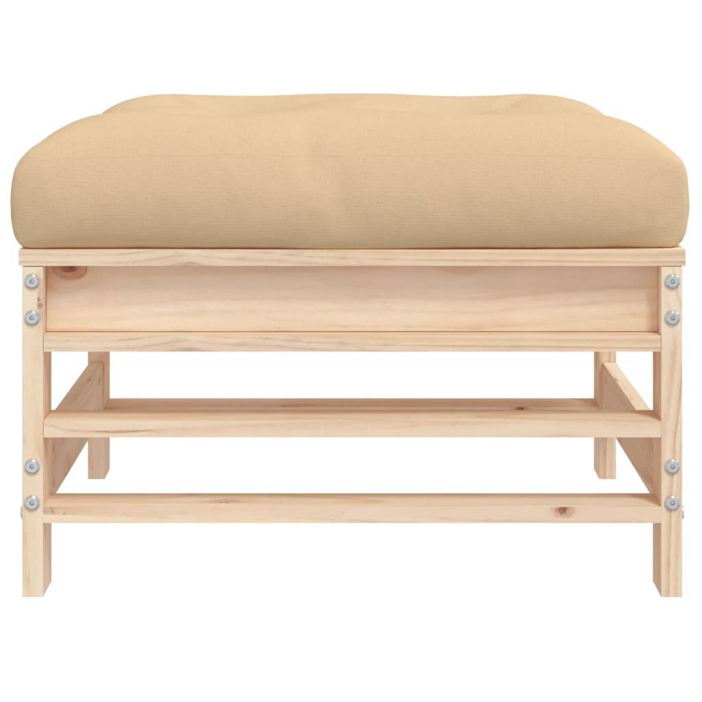 vidaXL Gartenhocker mit Kissen Massivholz Kiefer
