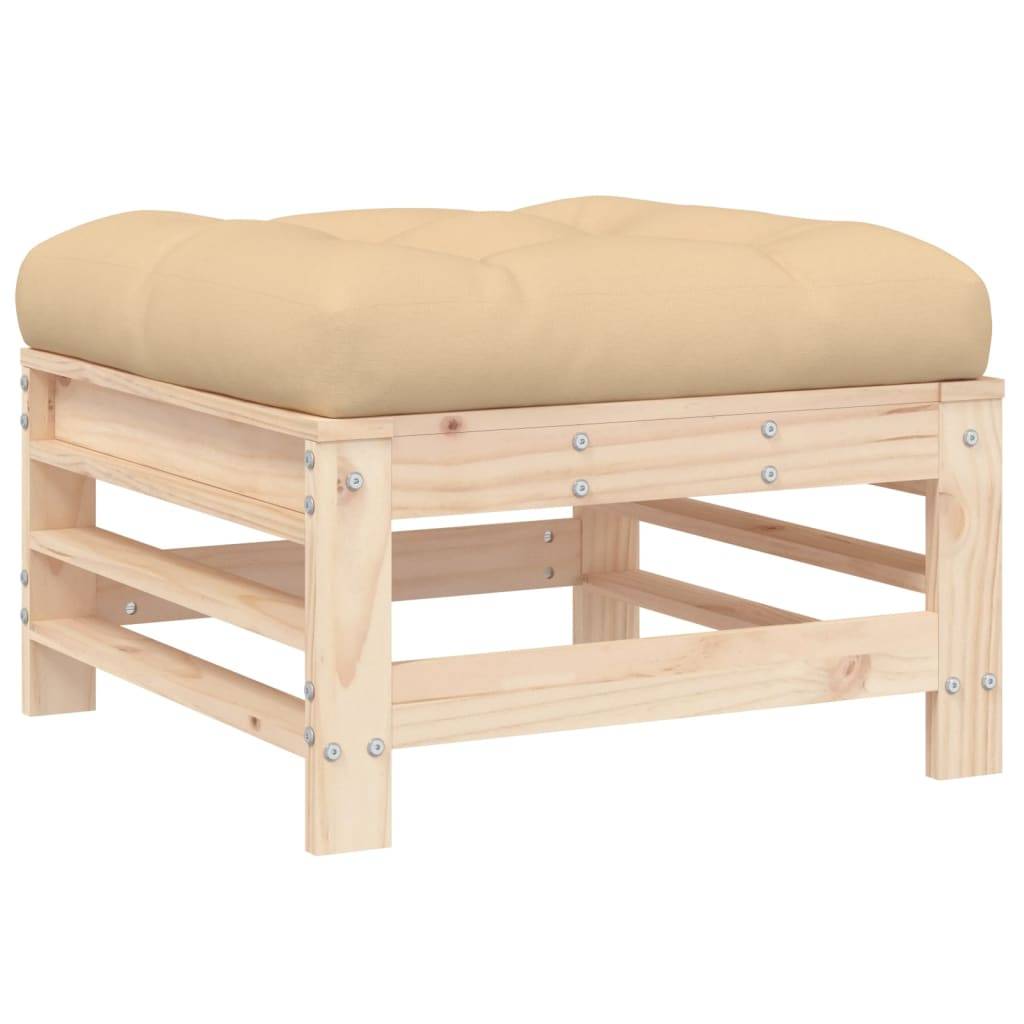 vidaXL Gartenhocker mit Kissen Massivholz Kiefer