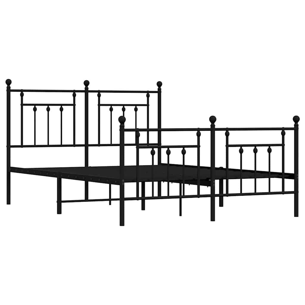 vidaXL Bettgestell mit Kopf- und Fußteil Metall Schwarz 150x200 cm