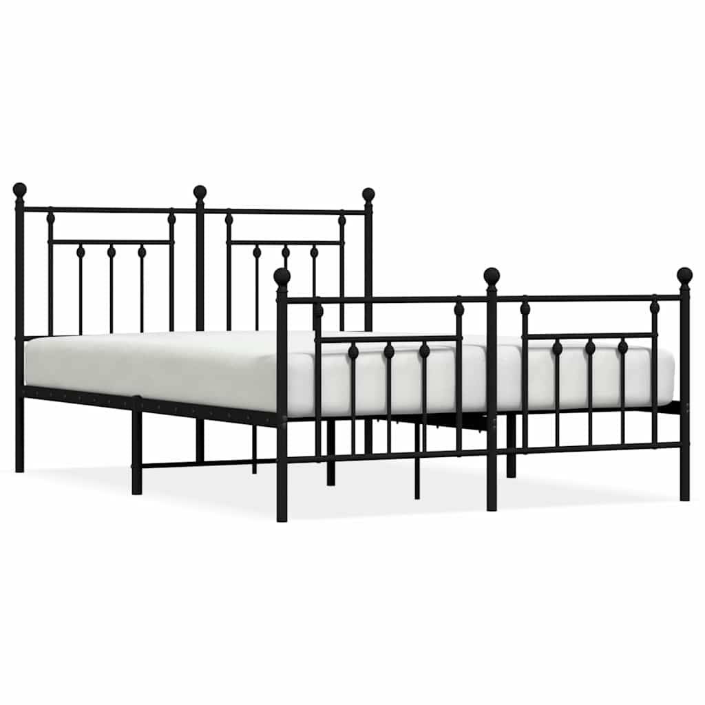 vidaXL Bettgestell mit Kopf- und Fußteil Metall Schwarz 150x200 cm