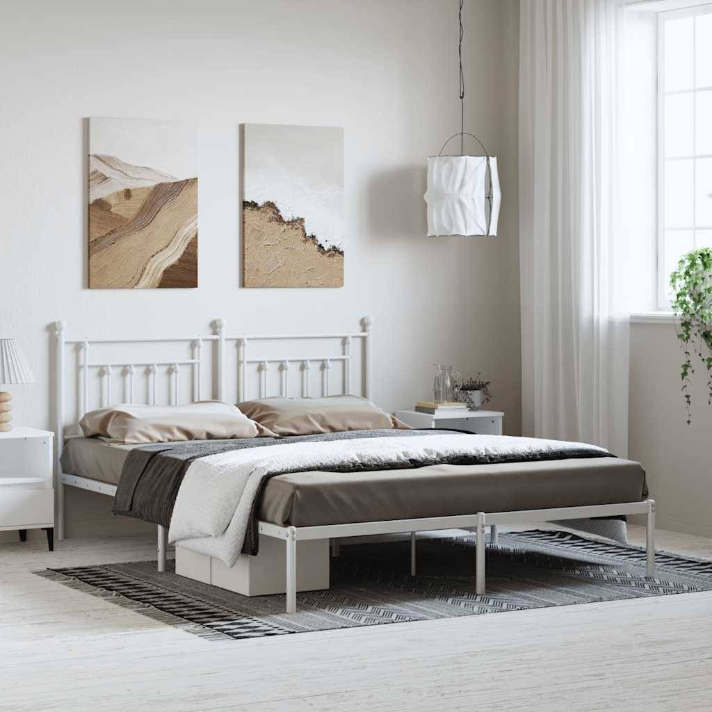 vidaXL Bettgestell mit Kopfteil Metall Weiß 183x213 cm