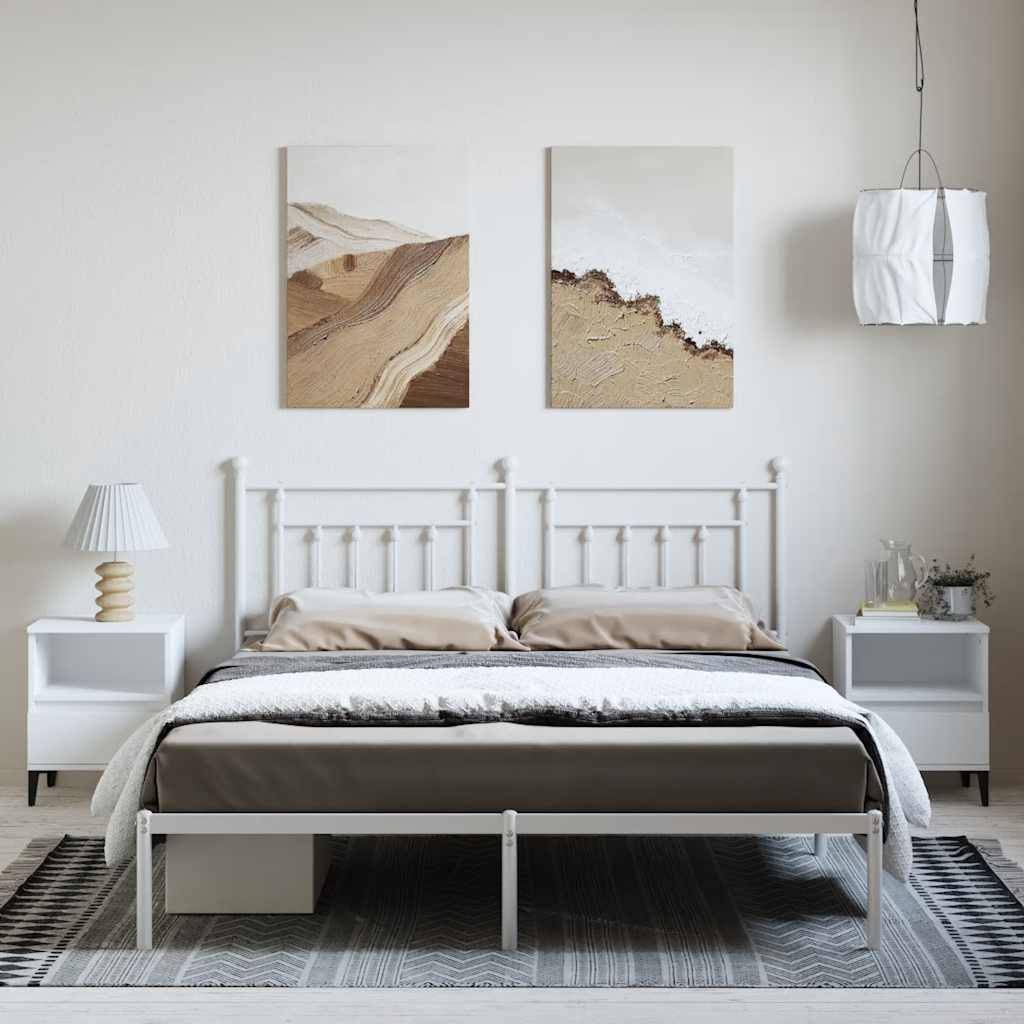 vidaXL Bettgestell mit Kopfteil Metall Weiß 183x213 cm