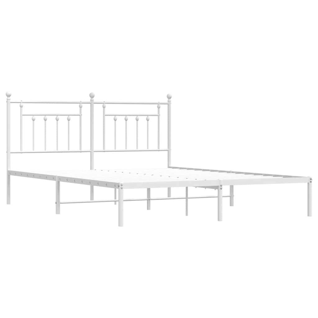 vidaXL Bettgestell mit Kopfteil Metall Weiß 183x213 cm