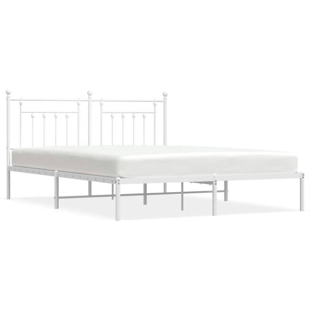 vidaXL Bettgestell mit Kopfteil Metall Weiß 183x213 cm