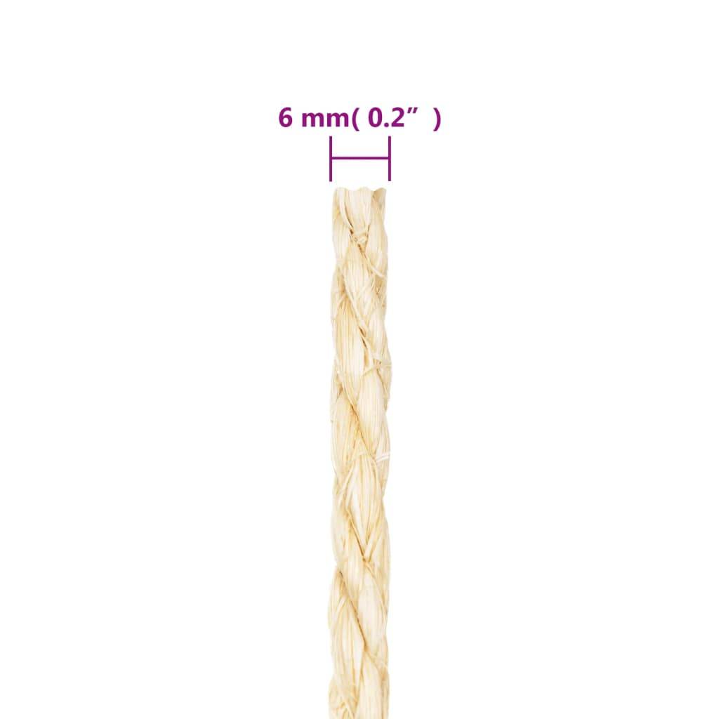 vidaXL Seil 100% Sisal 6 mm 25 m