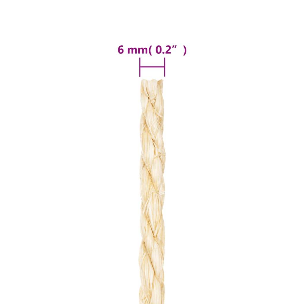 vidaXL Seil 100% Sisal 6 mm 50 m
