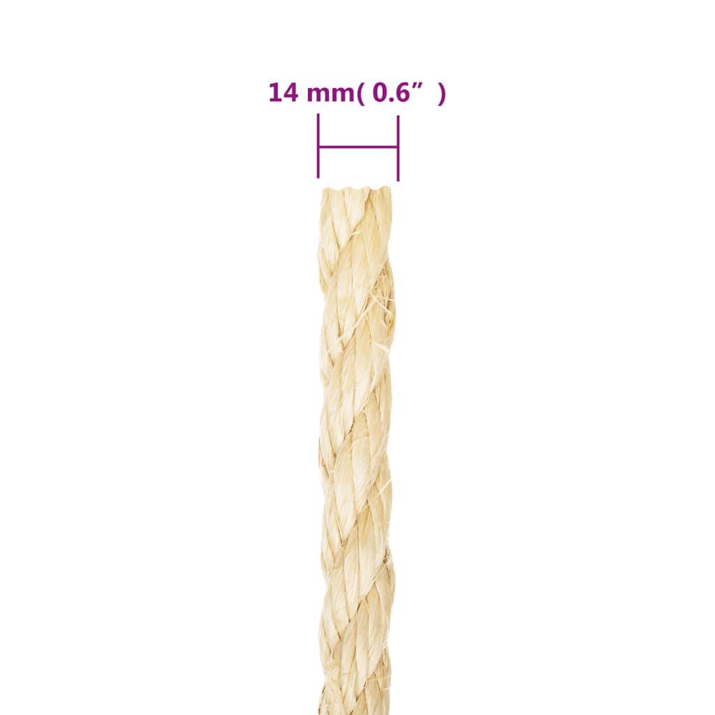 vidaXL Seil 100% Sisal 14 mm 25 m