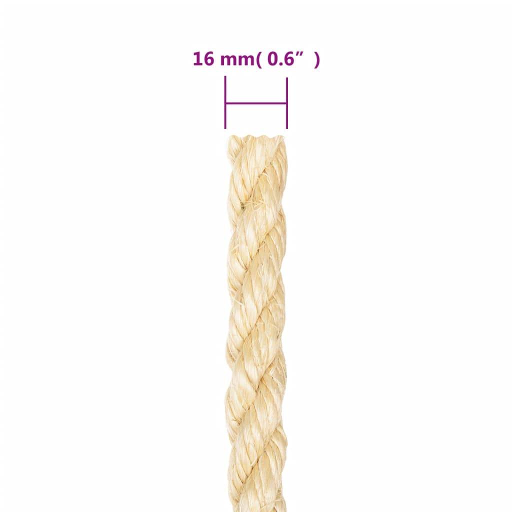 vidaXL Seil 100% Sisal 16 mm 25 m