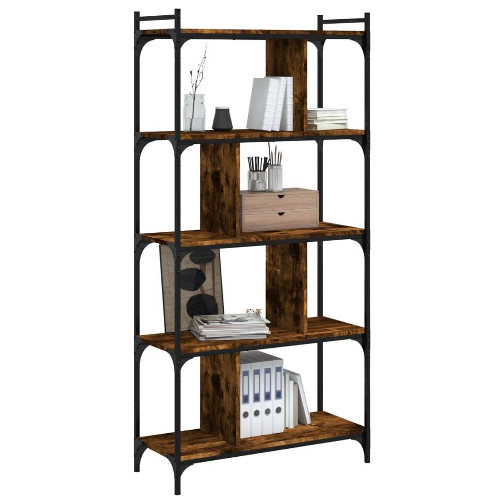 vidaXL Bücherregal 5 Böden Räuchereiche 76x32x158 cm Holzwerkstoff