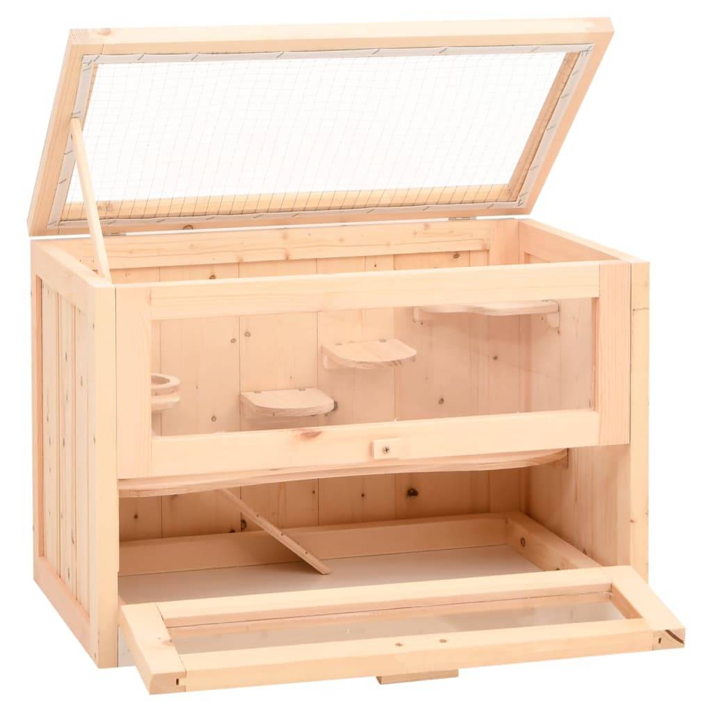 vidaXL Hamsterkäfig 60x35,5x42 cm Massivholz Tanne