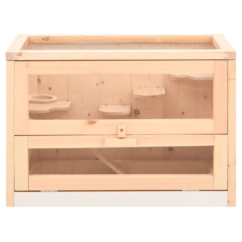 vidaXL Hamsterkäfig 60x35,5x42 cm Massivholz Tanne