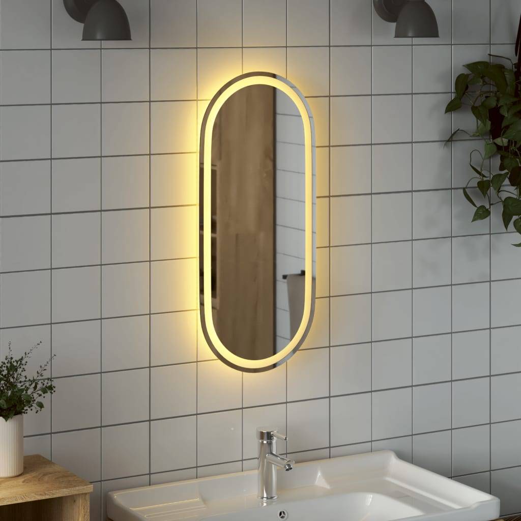 vidaXL LED-Badspiegel 80x35 cm Oval