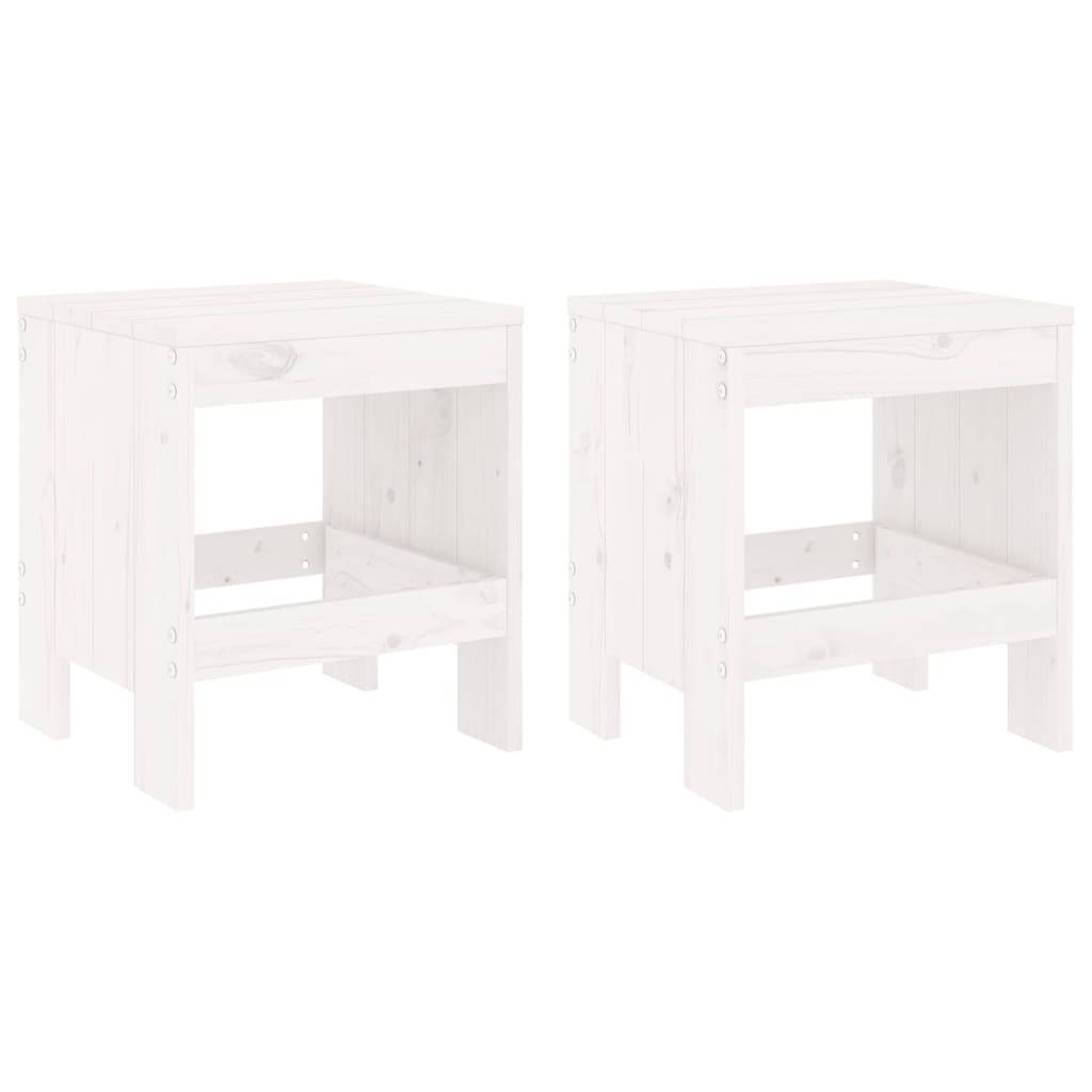 vidaXL Gartenhocker 2 Stk. Weiß 40x36x45 cm Massivholz Kiefer