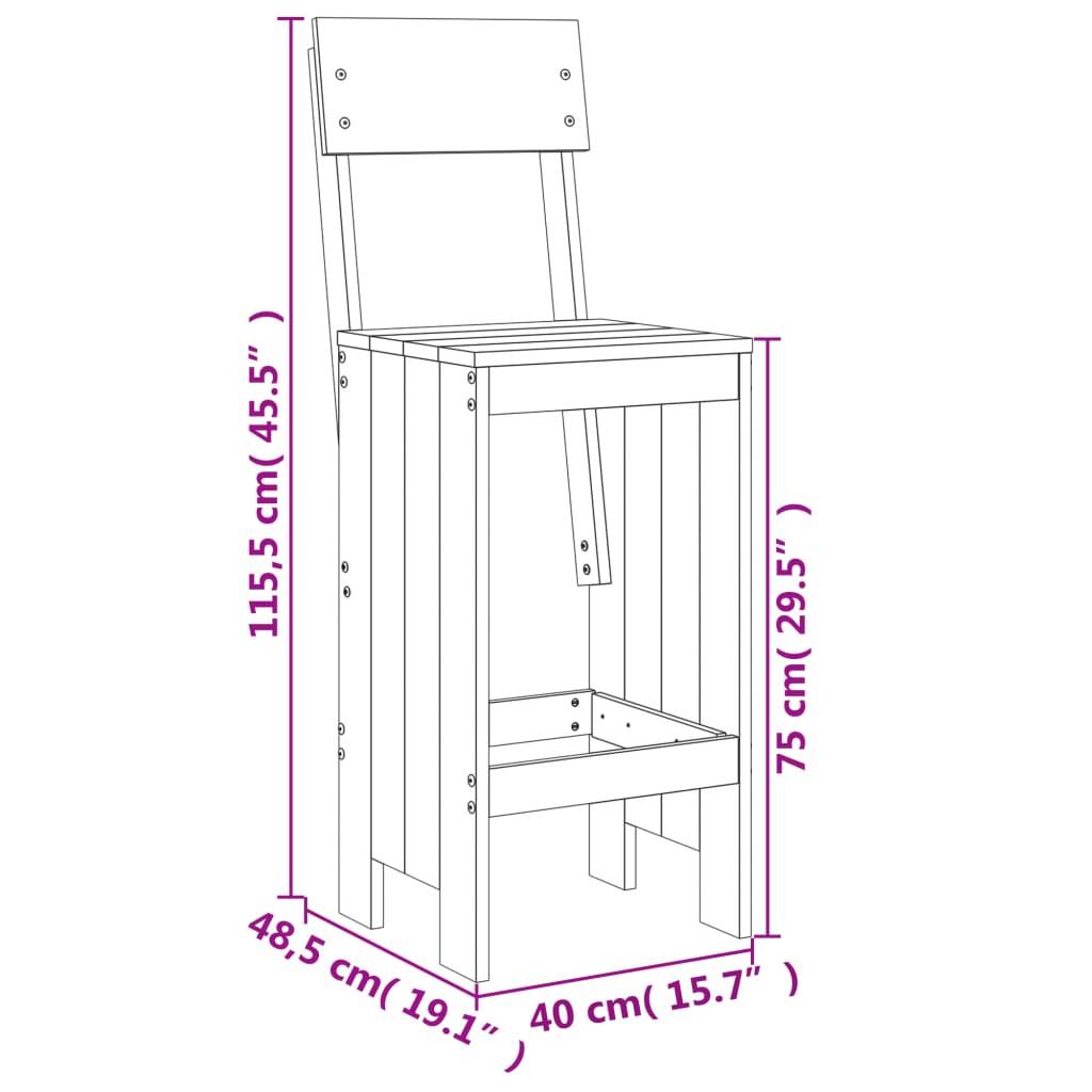 vidaXL Barhocker 2 Stk. Weiß 40x48,5x115,5 cm Massivholz Kiefer