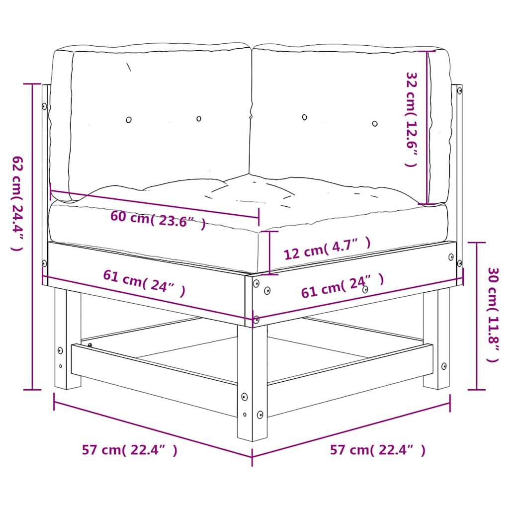 vidaXL Ecksofa mit Kissen Weiß Massivholz Kiefer
