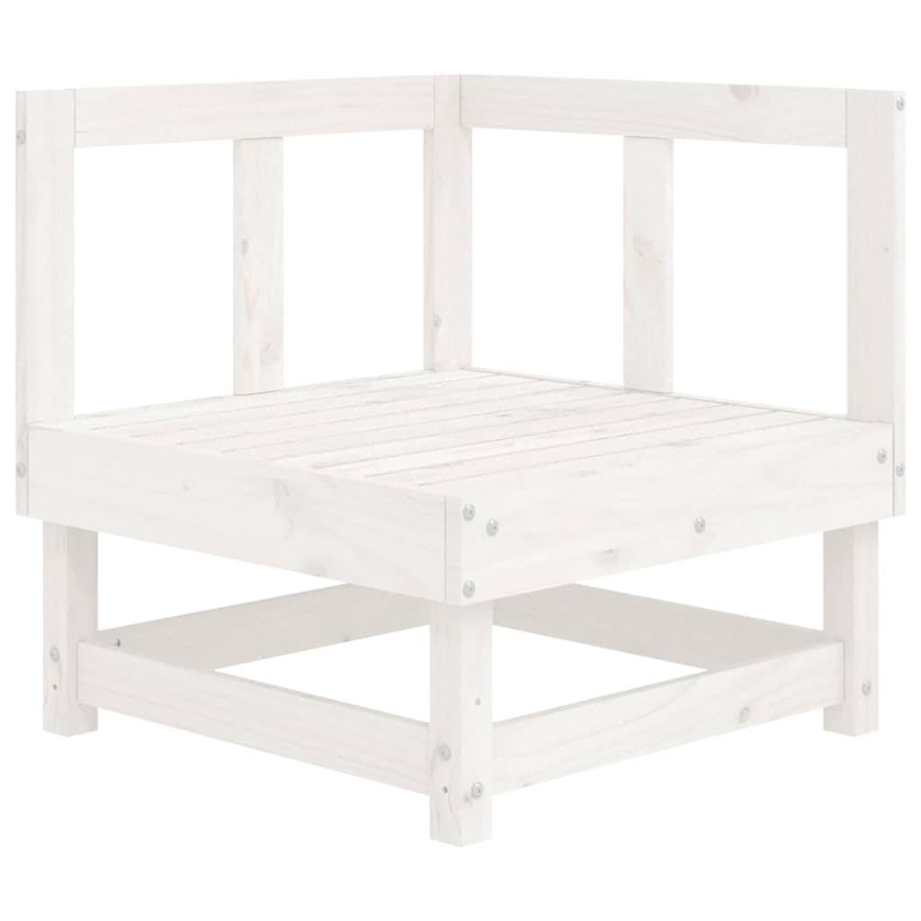 vidaXL Ecksofa mit Kissen Weiß Massivholz Kiefer