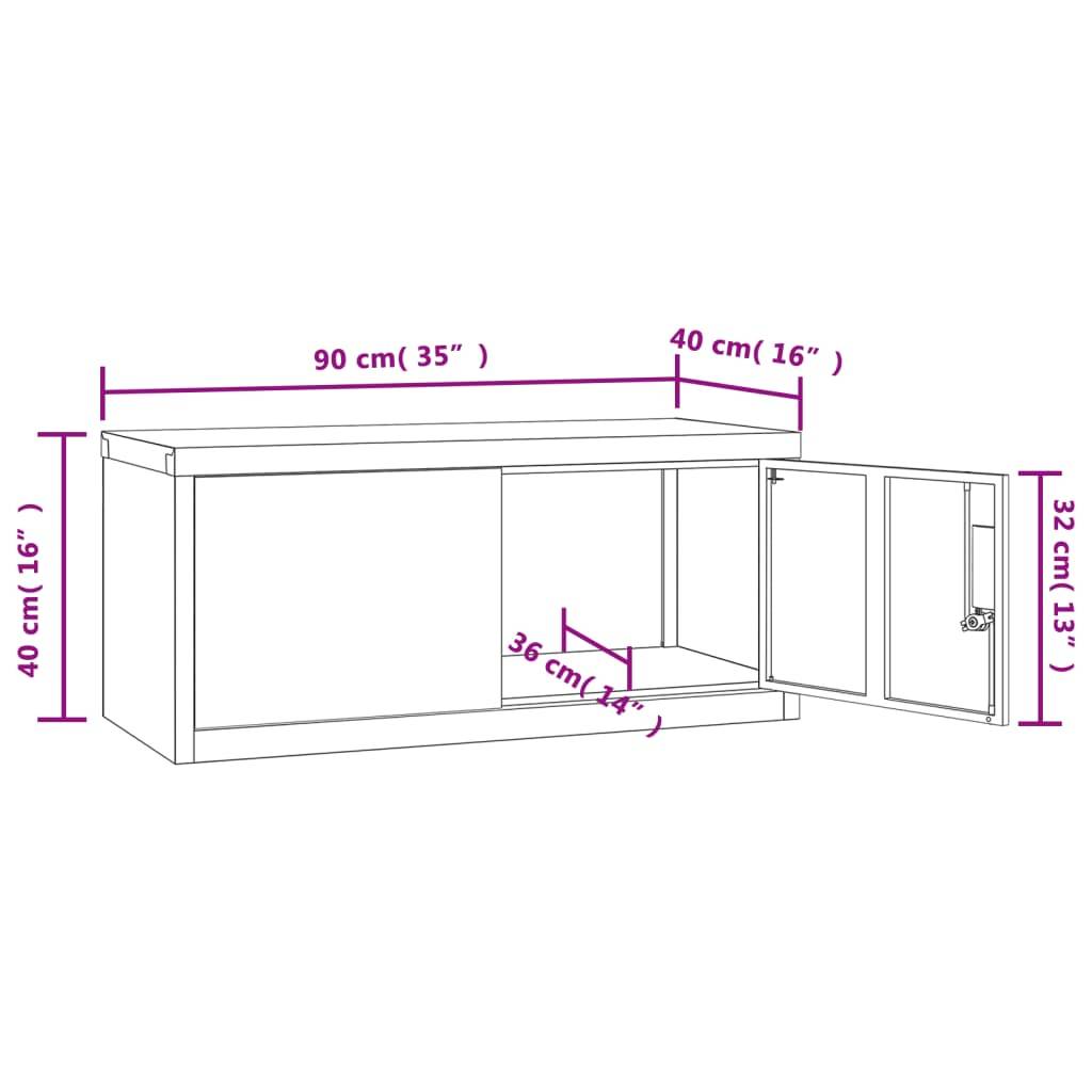 vidaXL Aktenschrank Weiß 90x40x130 cm Stahl