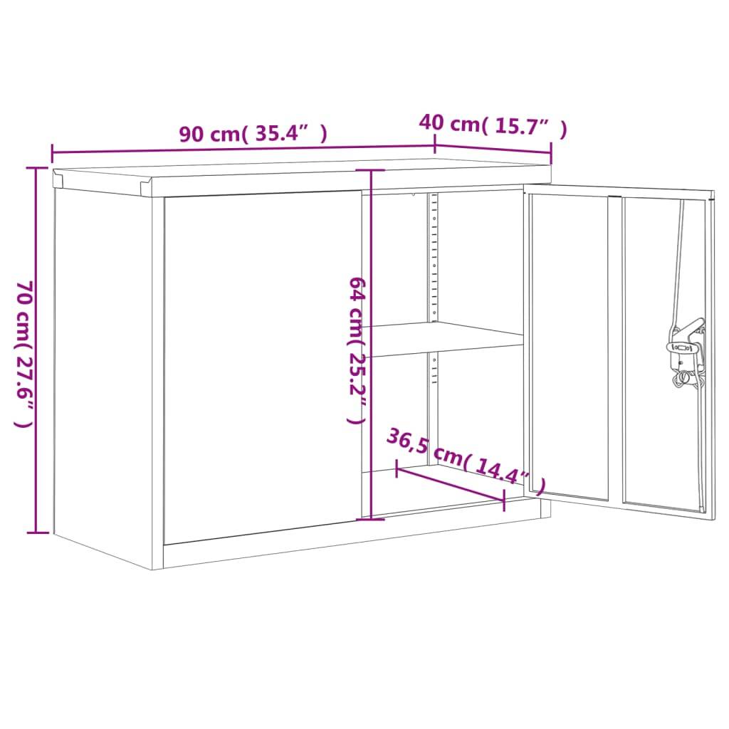 vidaXL Aktenschrank Hellgrau 90x40x110 cm Stahl