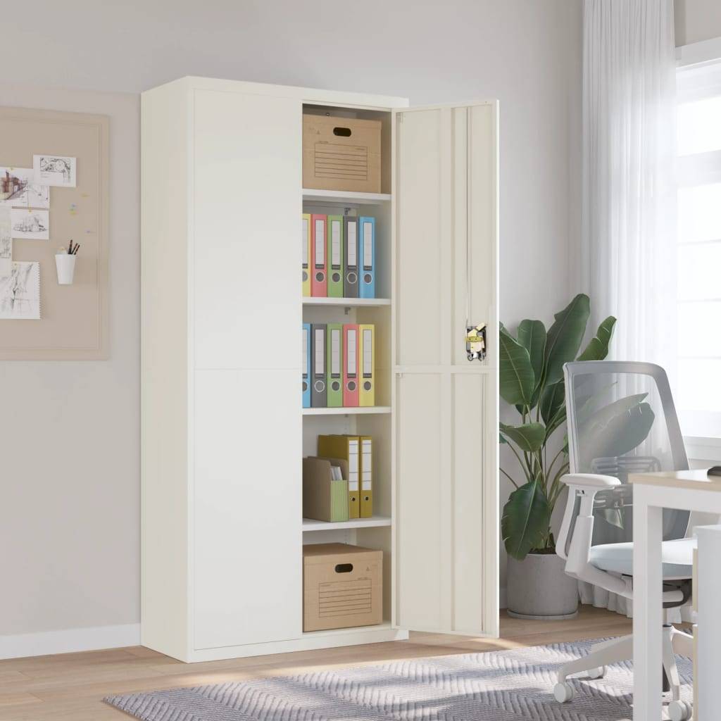 vidaXL Aktenschrank Weiß 90x40x200 cm Stahl