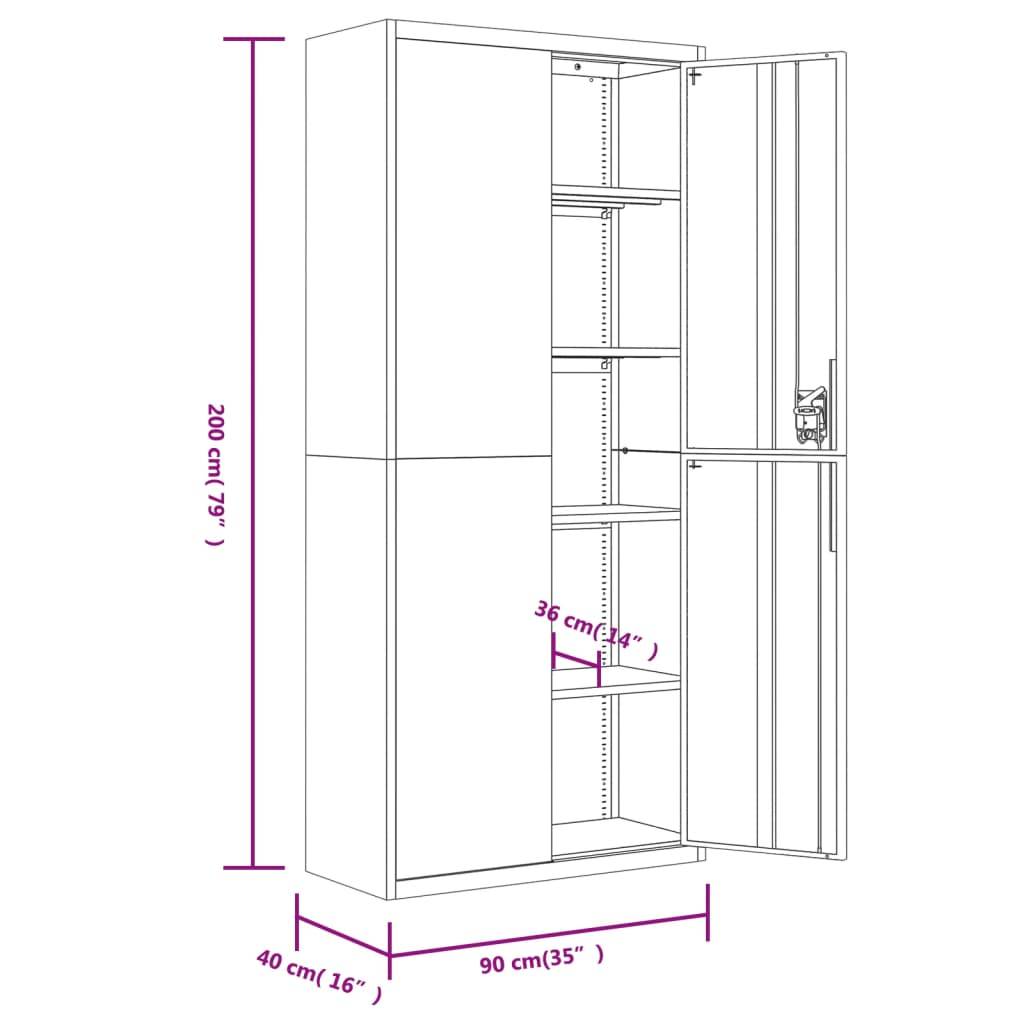 vidaXL Aktenschrank Hellgrau 90x40x200 cm Stahl