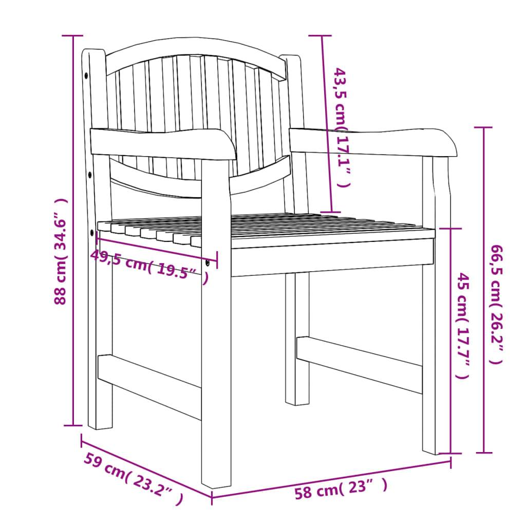 vidaXL Gartenstühle 8 Stk. 58x59x88 cm Massivholz Teak