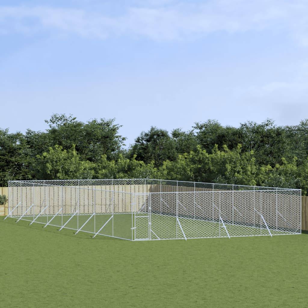 vidaXL Outdoor-Hundezwinger Silbern 8x16x2 m Verzinkter Stahl