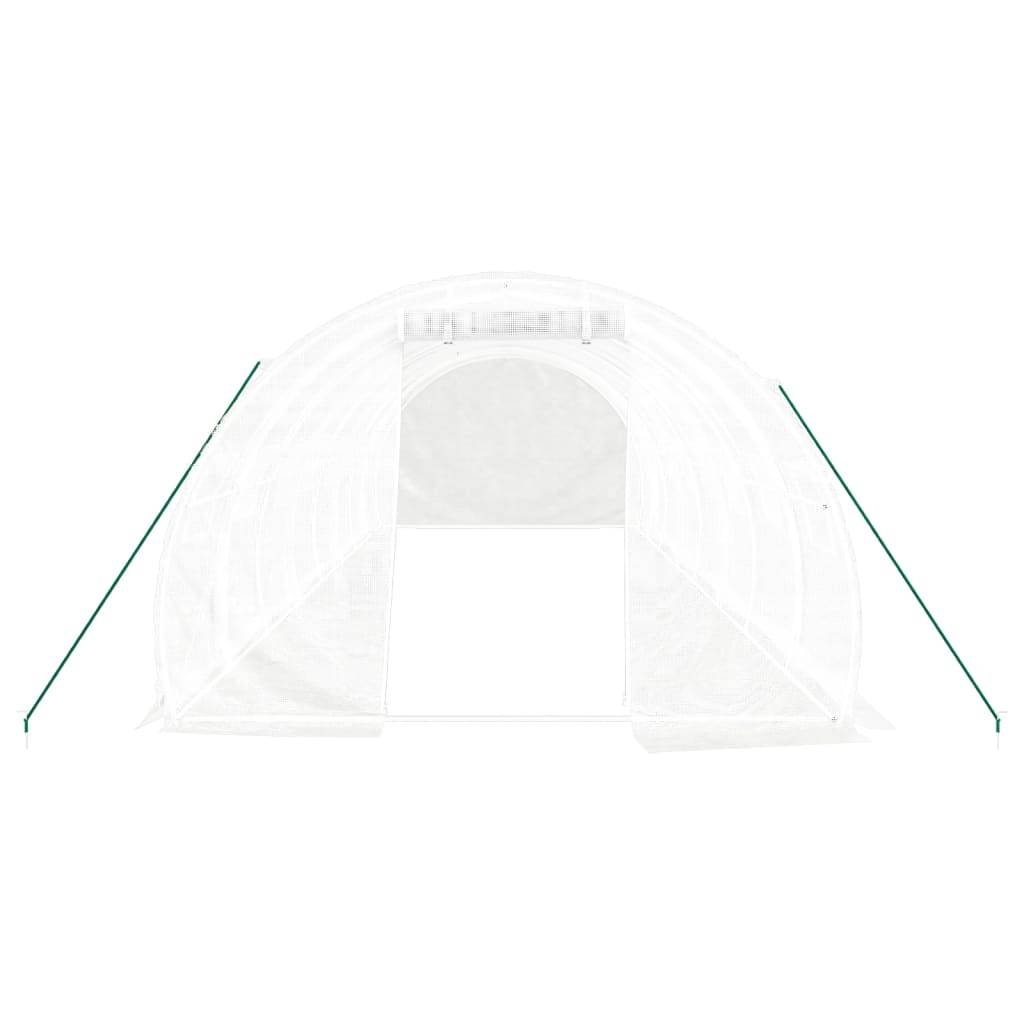 vidaXL Gewächshaus mit Stahlrahmen Weiß 24 m² 8x3x2 m