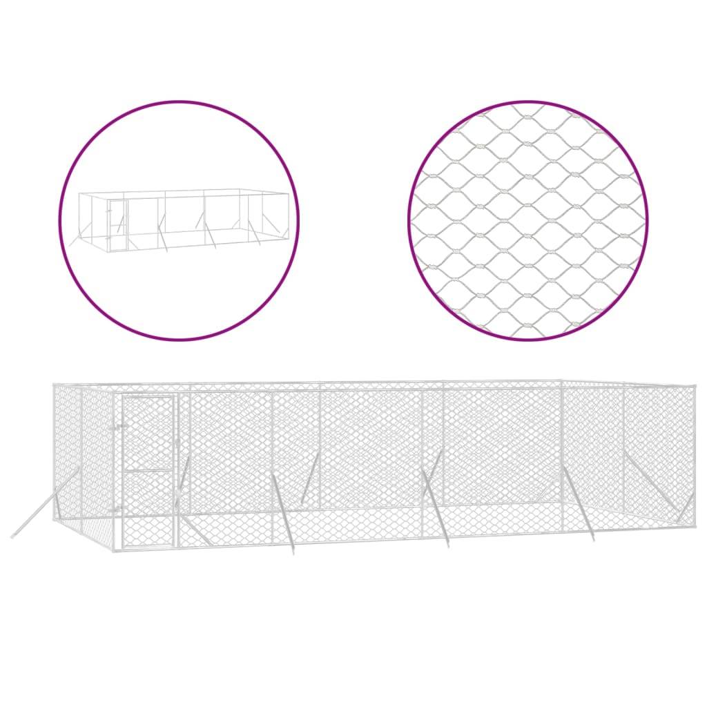 vidaXL Outdoor-Hundezwinger Silbern 8x4x2 m Verzinkter Stahl