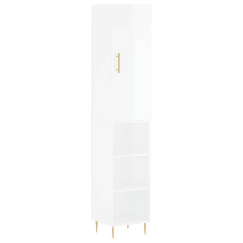 vidaXL Highboard Hochglanz-Weiß 34,5x34x180 cm Holzwerkstoff