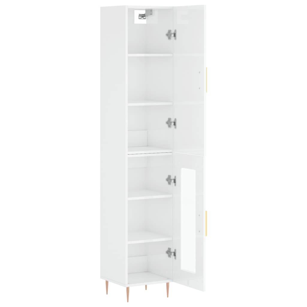 vidaXL Highboard Hochglanz-Weiß 34,5x34x180 cm Holzwerkstoff