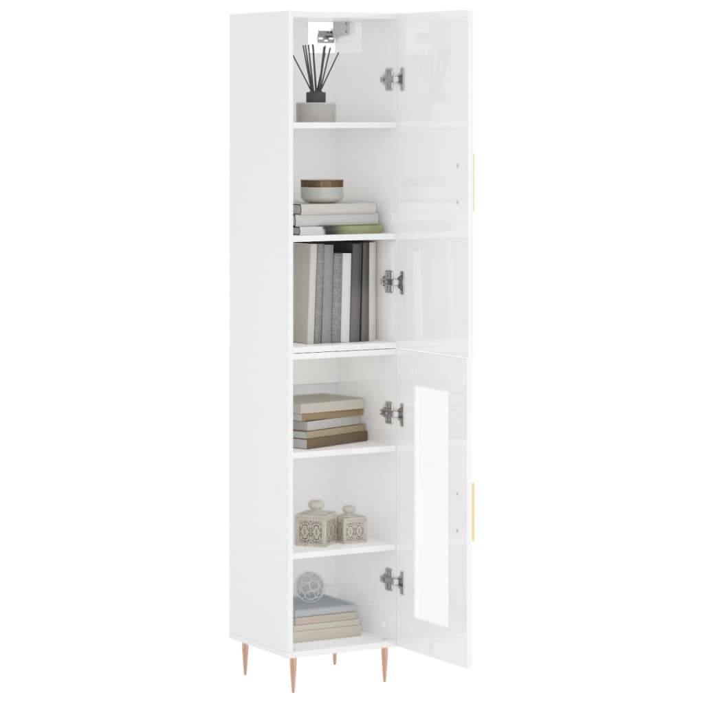 vidaXL Highboard Hochglanz-Weiß 34,5x34x180 cm Holzwerkstoff