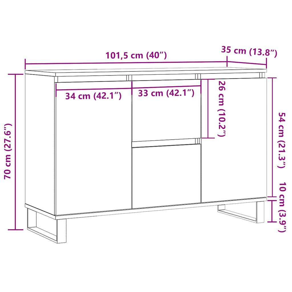 vidaXL Sideboard Weiß 104x35x70 cm Holzwerkstoff