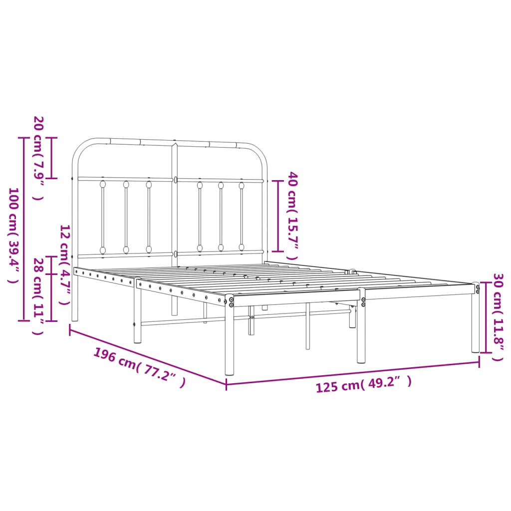 vidaXL Bettgestell mit Kopfteil Metall Weiß 120x190 cm