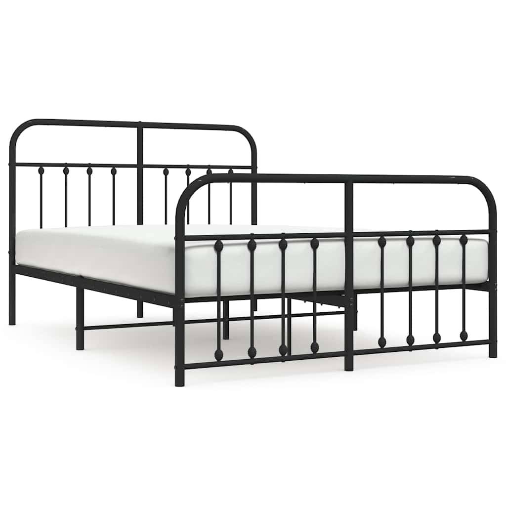 vidaXL Bettgestell mit Kopf- und Fußteil Metall Schwarz 150x200 cm