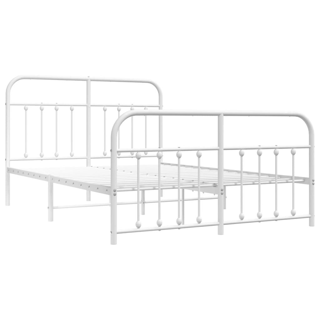 vidaXL Bettgestell mit Kopf- und Fußteil Metall Weiß 140x190 cm