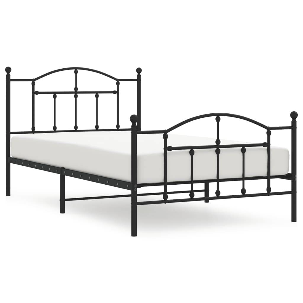 vidaXL Bettgestell mit Kopf- und Fußteil Metall Schwarz 100x200 cm