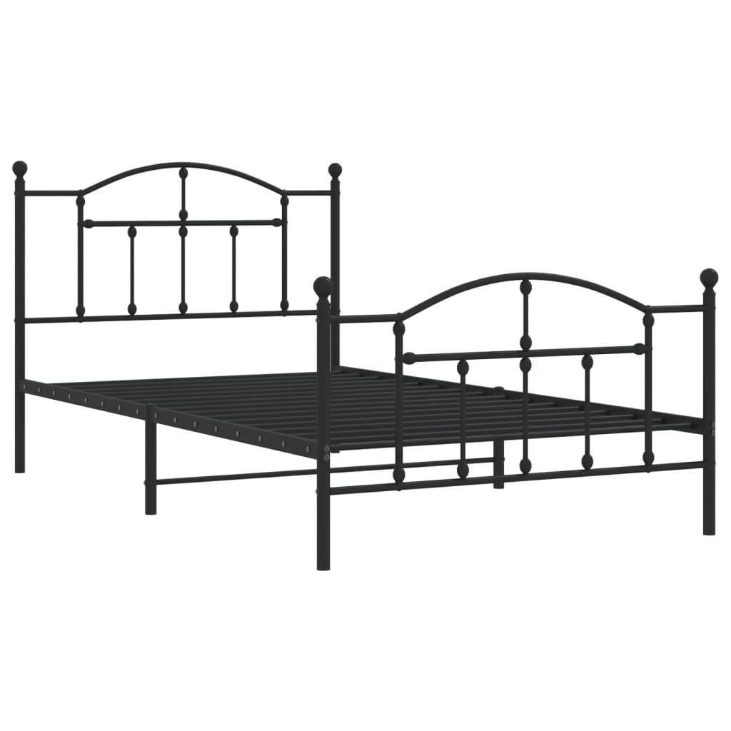 vidaXL Bettgestell mit Kopf- und Fußteil Metall Schwarz 100x200 cm