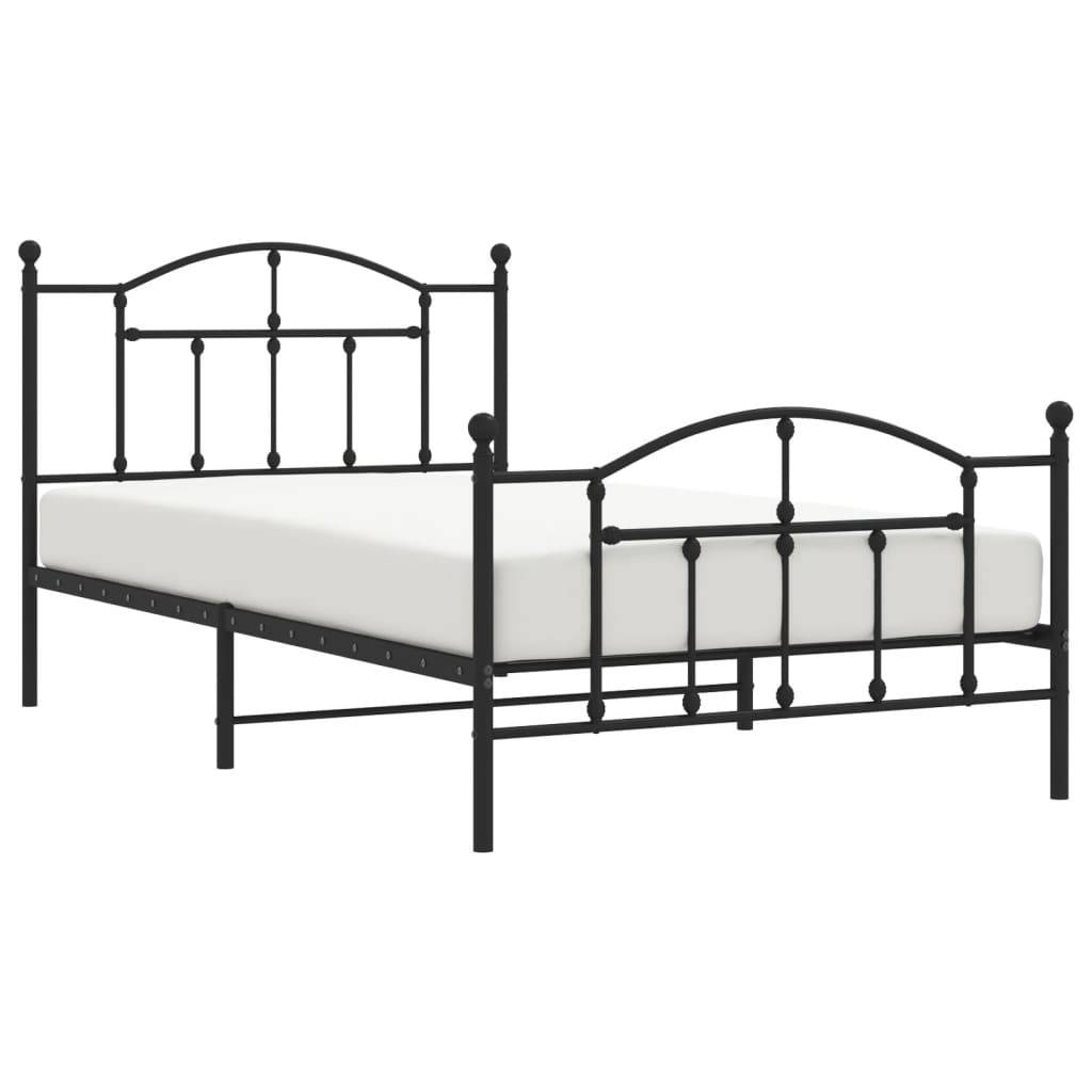 vidaXL Bettgestell mit Kopf- und Fußteil Metall Schwarz 100x200 cm