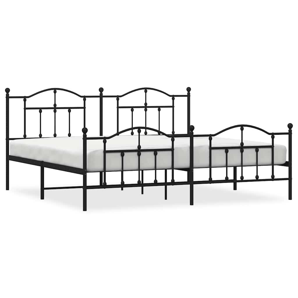 vidaXL Bettgestell mit Kopf- und Fußteil Metall Schwarz 193x203 cm