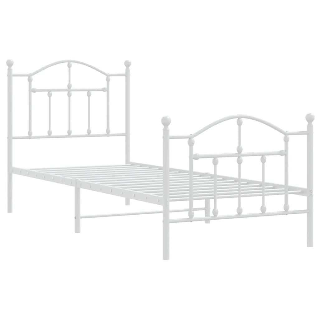 vidaXL Bettgestell mit Kopf- und Fußteil Metall Weiß 80x200 cm